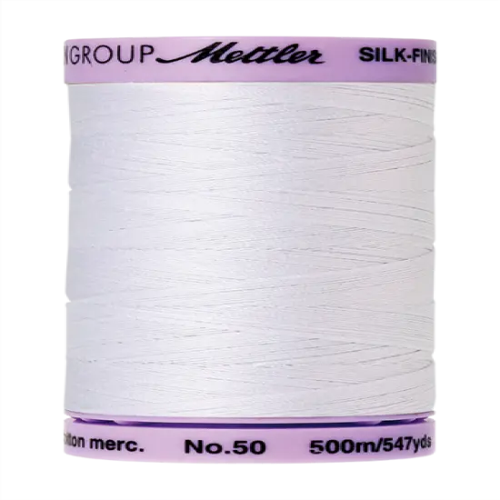 White (9104-2000) | Silk-Finish Cotton 50wt (500M / 547Y) | Mettler Thread {1}