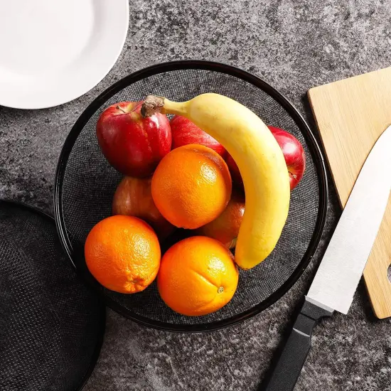 2 Pack Black Mesh Fruit Baskets with Lids for Fruits, Restaurant Kitchen Produce Containers (10 In) {3}