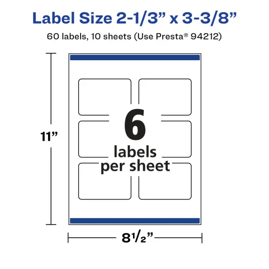 Avery Glossy White Rectangle Labels with Sure Feed, 2-1/3" x 3-3/8" {5}