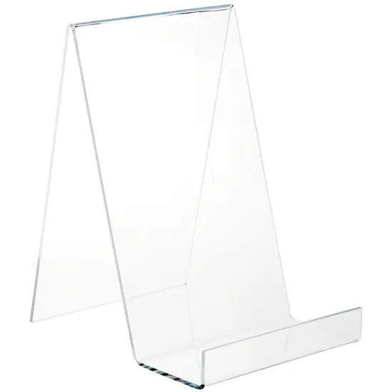 Plymor Clear Acrylic Flat Back Display Easel With 3.5" Box Ledge, 12.5" H x 8" W x 9" D {1}
