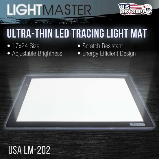 Lightmaster 32.5" Diagonal A2 LED Light Box Board - 17" x 24", Light Board Tracing Pad with Dimmable 12V Lamps, Artist Lightbox for Tracing, Drawing, Diamond Painting {2}