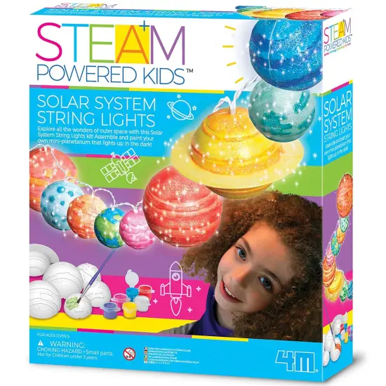 4M: STEAM Powered Kids: Solar System String Lights - Assemble & Paint Your Mini-Planetarium, LED Lights, DIY Outer Space Art & Craft Kit, Kids Ages 5+ {1}