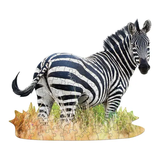 Madd Capp: I Am Lil' Zebra - 100 Piece Puzzle - Kids Animal-Shaped Jigsaw, 32x28" Assembled Size, Poster Reference, Edcuational Fun Fact Booklet {5}