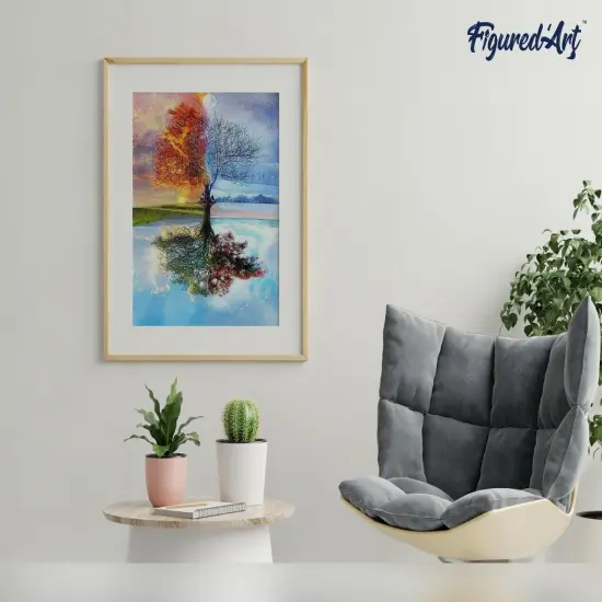 Figured'Art Paint by Numbers for Adults 4 Seasons Tree 16"x20" - Craft Art Painting DIY Kit Rolled Canvas without frame {4}