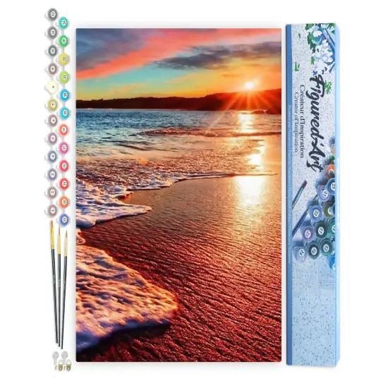 Figured'Art Paint by Numbers Kit for Adults Sea Foam 16"x20" - Craft Art Painting DIY Kit Rolled Canvas without frame {1}