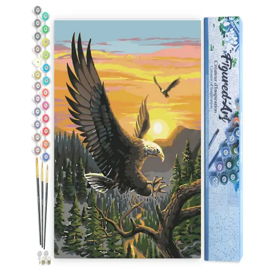 Figured'Art Paint by Numbers Kit for Adults Eagle at Sunrise 16"x20" - Craft Art Painting DIY Kit Rolled Canvas without frame {1}