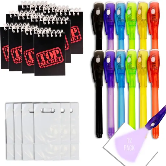 4E's Novelty Fun Pens for Kids &ndash; 12 Magic Pen UV Light Pen, Notebooks & Goodie Bags &ndash; Goodie Bags Stuffers for Kids 8-12! {1}