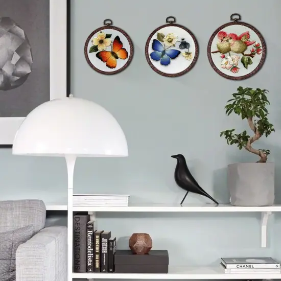 joybest 4 Pcs Embroidery Hoops Set Cross Stitch Hoop Ring Imitated Wood Display Frame-Circle and Oval Hand Embroidery Kits for Art Craft Sewing (Imitated wood) {2}