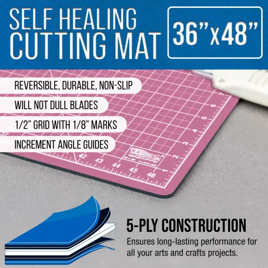 36" x 48" Self-Healing Cutting Mat 5-Ply - Double-Sided Pink/Blue Craft Mat, Non-Slip Cutting Mats for Crafts, Sewing, Quilting, Scrapbooking {2}