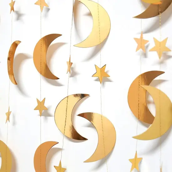 Gold Moon Star Garland Ramadan party decoration {4}