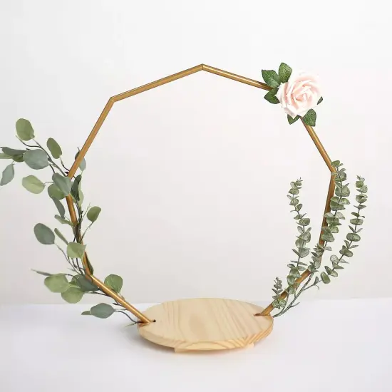Gold 22 in Geometric Nonagon Wood Metal Arch CAKE STAND Party Decorations {2}