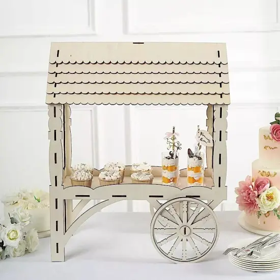 5 in Natural Laser Cut Mini Candy Cart Wooden CUPCAKE Dessert STAND Party Events {4}