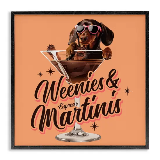 Stupell Industries Weenie's & Espresso Martinis Framed Giclee Wall Art Design by Jim Baldwin {1}