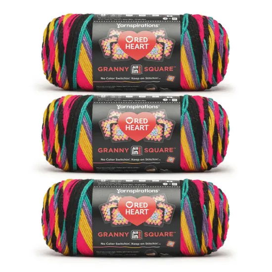 Red Heart All in One Granny Square Yarn 24 Pack-Rad Party {1}
