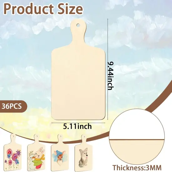 36 Pcs Mini Wooden Cutting Board for Crafts Small Charcuterie Boards Bulk(9.4" X 5.1") {3}
