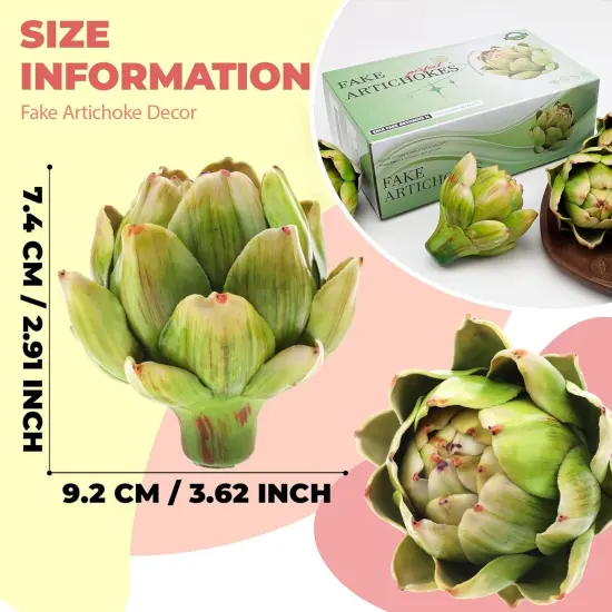 6Pcs Small Green Faux Artichokes Fake Artichokes Artificial Vegetables {2}