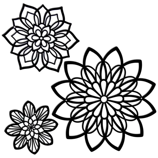 Zzbakress 3 Pieces Metal Flowers Wall Decor, Black Wall Decor, Flower Art Wall Decor Farmhouse Wall Decor Multiple Flowers Hanging Decor for Bathroom Living Room Garden Office (Black Elegant) {1}