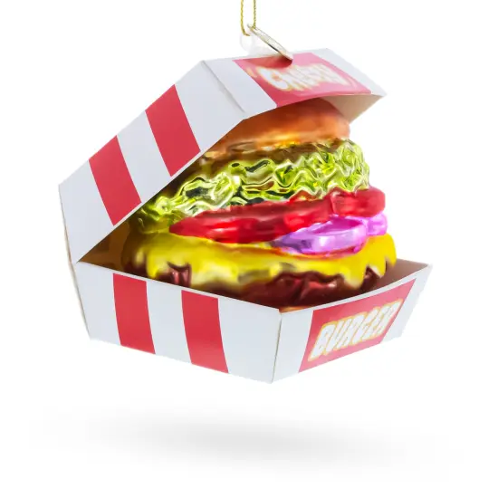 Cheeseburger in Box Glass Christmas Ornament {3}