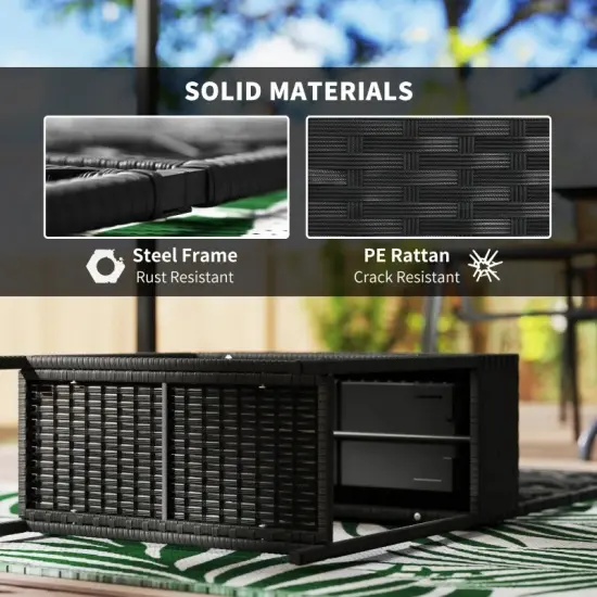 Outdoor Wicker Planter Box with Trellis & Shelf Black {4}