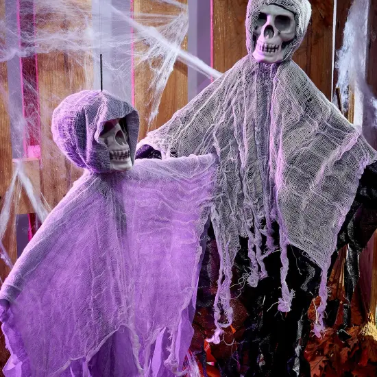 3 Halloween Skeletons Hanging Ghosts {4}