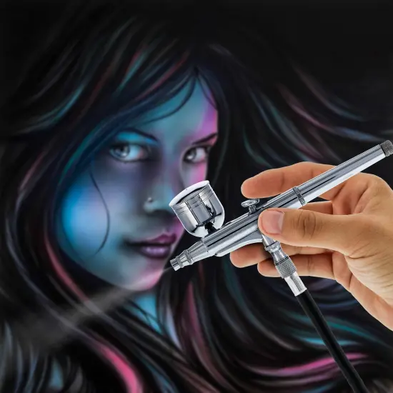 Master Performance SB84 Multi-Purpose Precision Dual-Action Side Bowl Feed Airbrush, 0.3 mm Tip, Gravity & Siphon Cups {6}