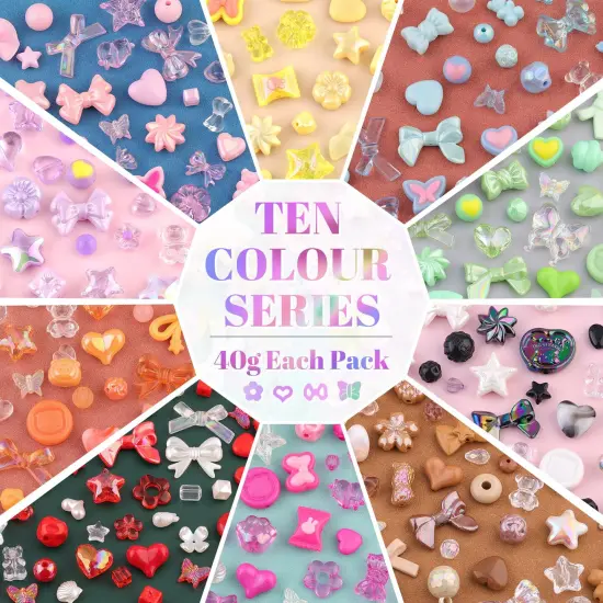 TINKRSTUFF Assorted 500PCS 10 Colors Mixed Acrylic Beads for Bracelet Making, Flower Bow Butterfly GummyBear Aesthetic Bracelet Charms,Cute Beads for Jewelry Making DIY Necklace Keychain Phone Charm {5}