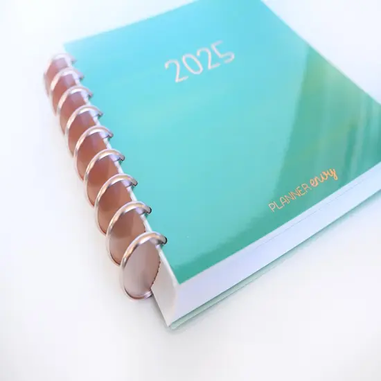 2025 Planner - Mini Horizontal Layout, Disc Bound - "Teal Strokes" (#1002) {4}