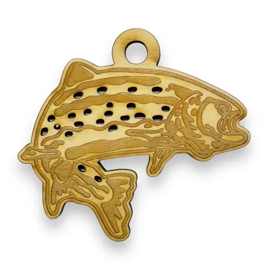 Ornament - Trout - Raw Wood 3x3in {1}