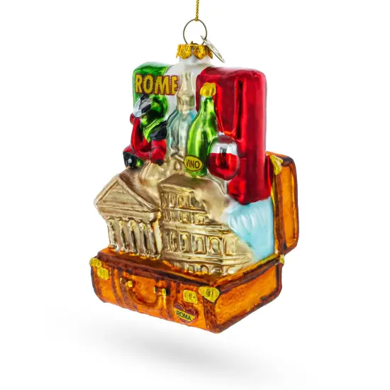 Landmarks of Rome, Italy Glass Christmas Ornament {1}