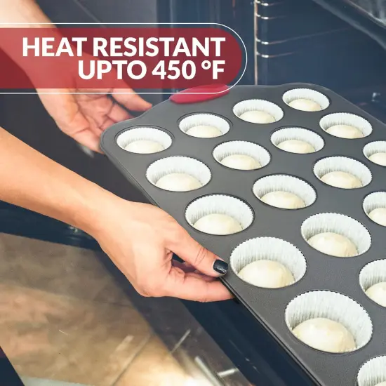 24 Cup Mini Muffin Pan with Silicone Handles | Professional Non-Stick Cupcake Pan for Muffins, Cupcakes, Egg Bites, and More {3}