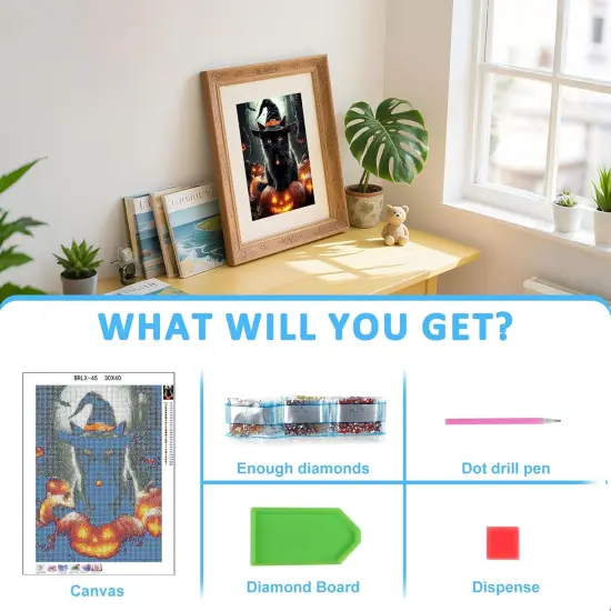 Halloween Cat Diamond Painting Kits - 12x16 Inch {4}