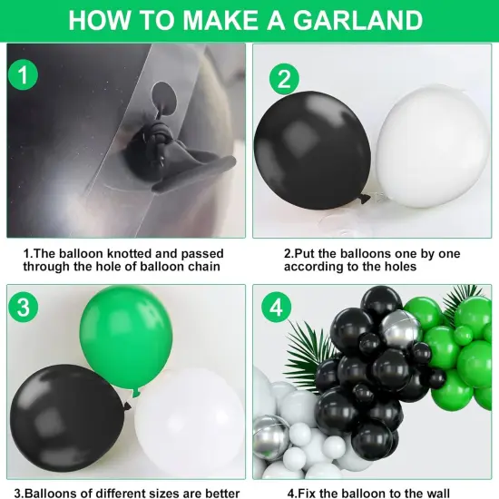 Red Black White Balloon Arch Kit Latex Balloon Green {3}