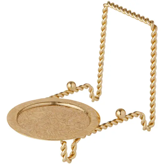 Bard's Ornate Twisted Shiny Gold-toned Cup and Saucer Stand, 3" H x 2.75" W x 4" D {1}