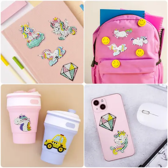 Wrapables Diamond Art Kits, 5D Gem Painting DIY Arts & Crafts Stickers, 8pcs Unicorns {4}
