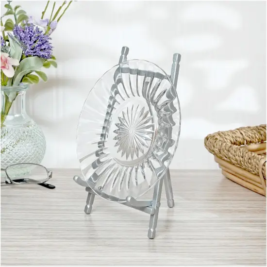 Bard's Satin Silver-toned Metal Easel, 7" H x 4.25" W x 4.5" D {3}