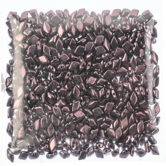 Matubo 2-Hole Czech Glass Jet Gemduo Beads, 50g Vega On Jet {2}