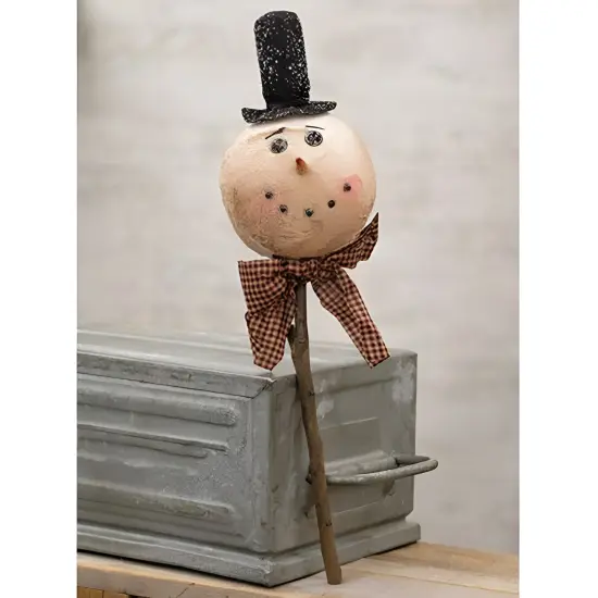 Rustic Cotton Snowman Pick for Winter Holiday Floral Arrangements {2}