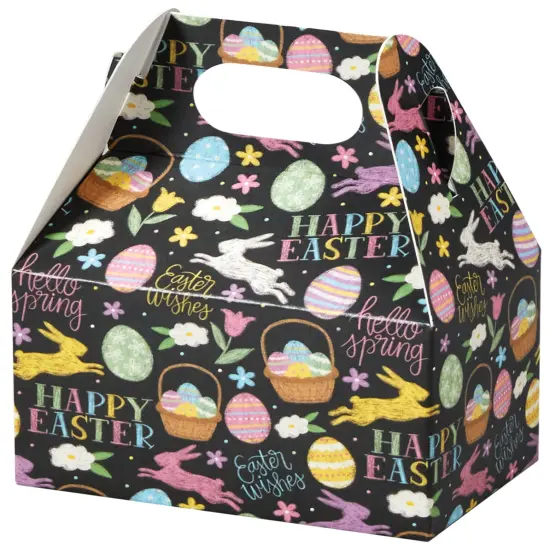 Pack/6: Easter Chalkboard Gable Box - 4 x 2-1/2 x 2-1/2" {1}