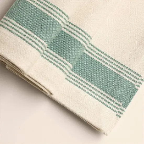 Teal Blue Border 100% Cotton Table Runner - Elegant and Durable Dining Accent-14X71.6" {1}