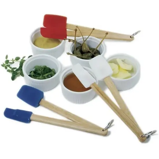 Norpro 2-piece Mini Wood Handle Silicone Kitchen Spatula & Scoop Set {6}