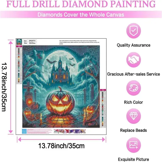 5D Halloween Horror Pumpkin DIY Diamond Painting Kits {4}