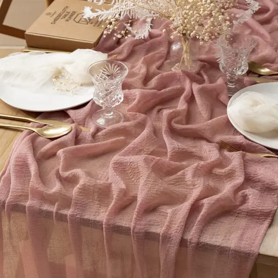 Cheesecloth Table Runner 10 Ft Gauze Boho Fabric Rustic Dusty Rose {1}