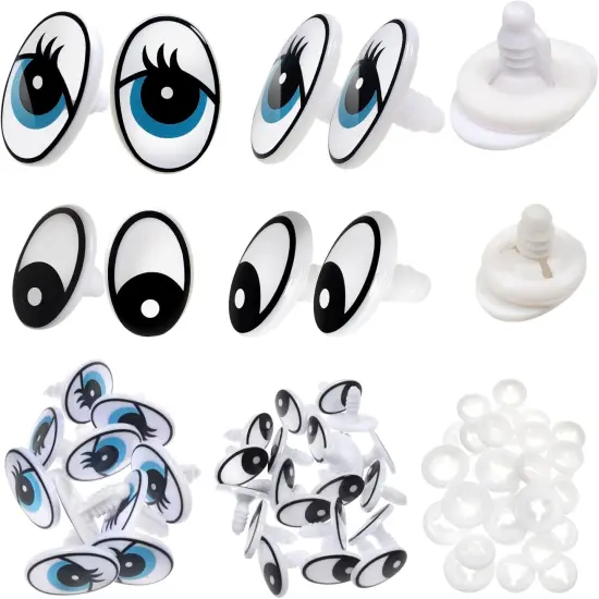 60 Set Plastic Safety Eyes Black and Blue Craft Eyes 13 x 19 mm 17 x 25 mm {1}