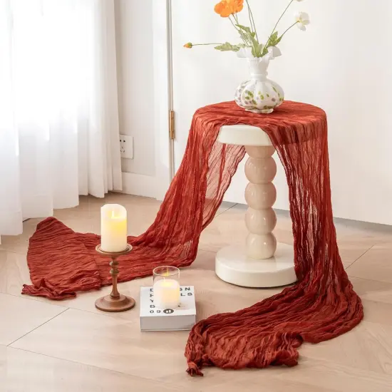 Terracotta Cheesecloth Table Runner Decor 10ft Boho Gauze Rustic {4}