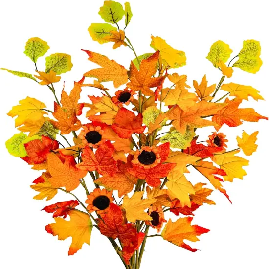 6 Pcs Fall Maple Leaves Branches - 27.6in {1}