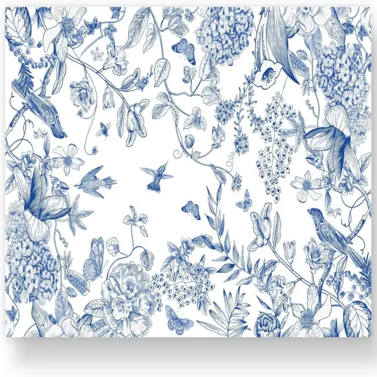 50 Pack Flower Bird Paper Place Mats Blue White Hydrangea Branches Disposable Placemat {1}
