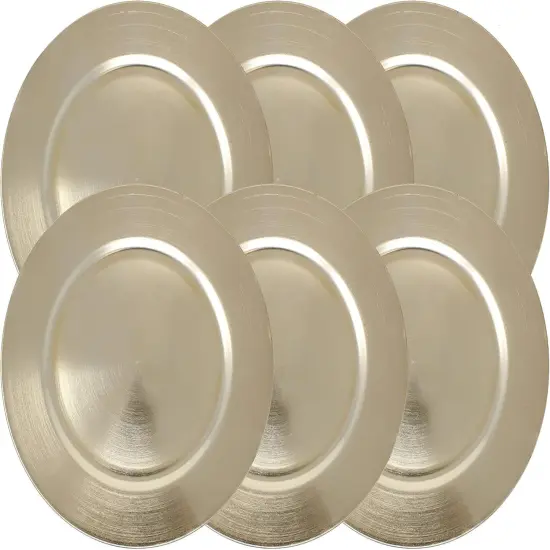 Metallic Foil Charger Plates - Set of 6 - Made of Thick Plastic - Gold {2}