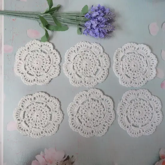 Doilies Cloth Lace Crochet Doilies Place Mats Round Handmade Cotton Placemats {5}