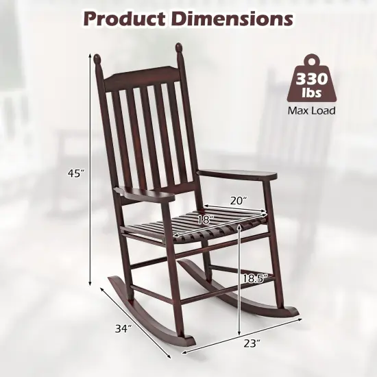 Acacia Wood Rocking Chair with Ergonomic Seat & Gentle Rocking Motion Brown {4}
