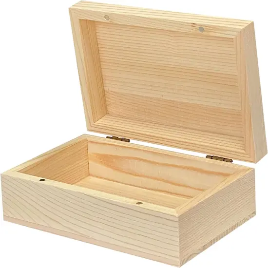 6-Pack Wooden Box Unfinished Rectangle Pine Wood Box for Crafts,Magnetic Hinged Lid (5.5 x 3.5 x 1.9 in) {2}